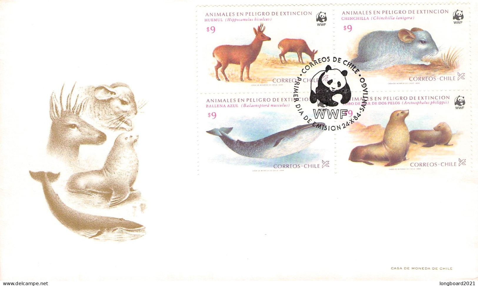 CHILE - FDC WWF 1984 - ANIMALES / 4274 - Chili
