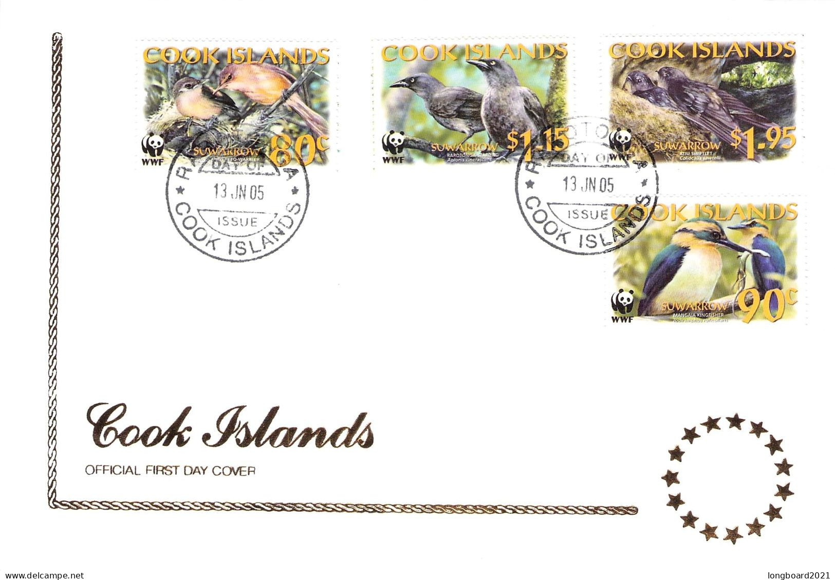 COOK ISLANDS - FDC WWF 2005 - BIRDS / 4275 - Cook Islands