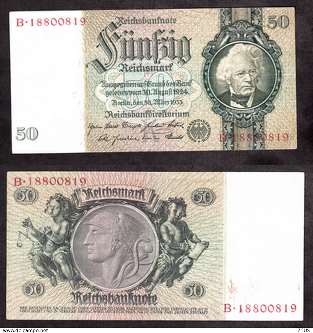 GERMANIA 50 REICHSMARK 1933  PIK 182A BB - 50 Mark