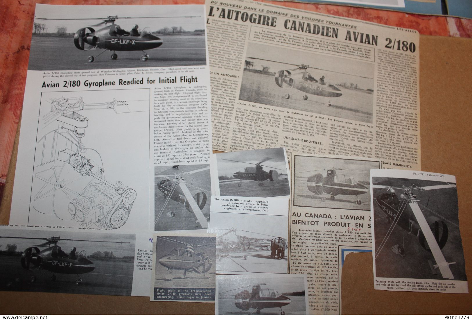 Lot De 57g D'anciennes Coupures De Presse Du Gyroplane Canadien Avian 2/180 - Luchtvaart