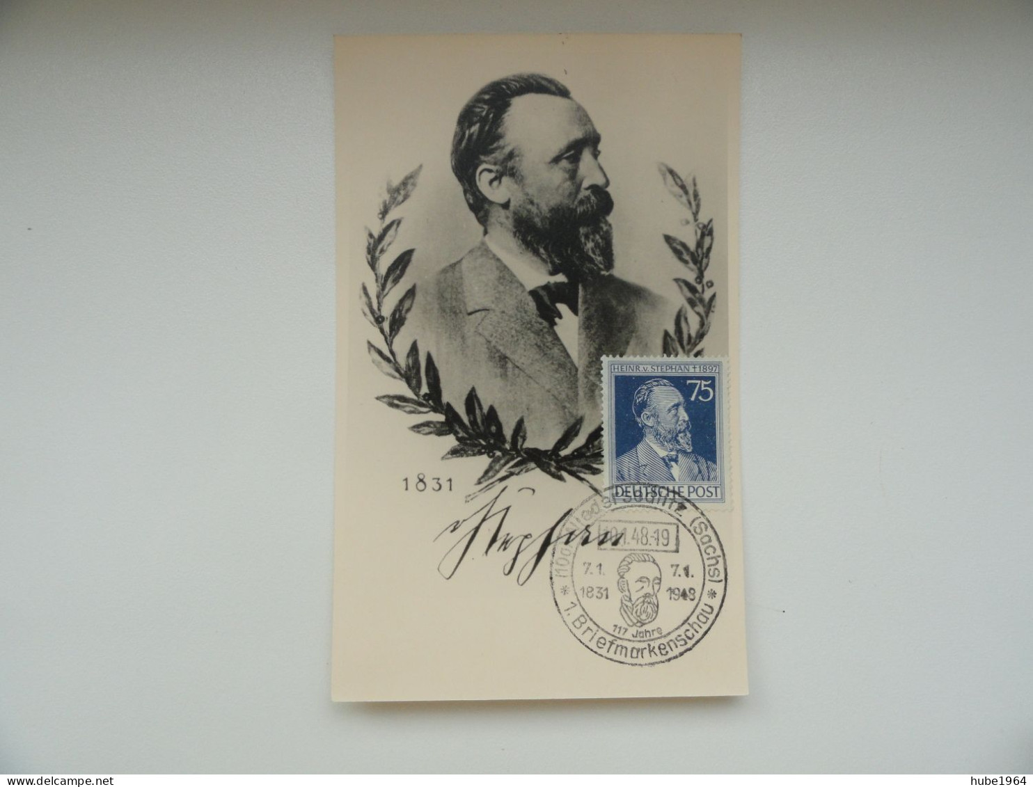 CARTE MAXIMUM CARD MAXIMUMKARTE HEINRICH VON STEPHAN ALLEMAGNE - 1948-1960