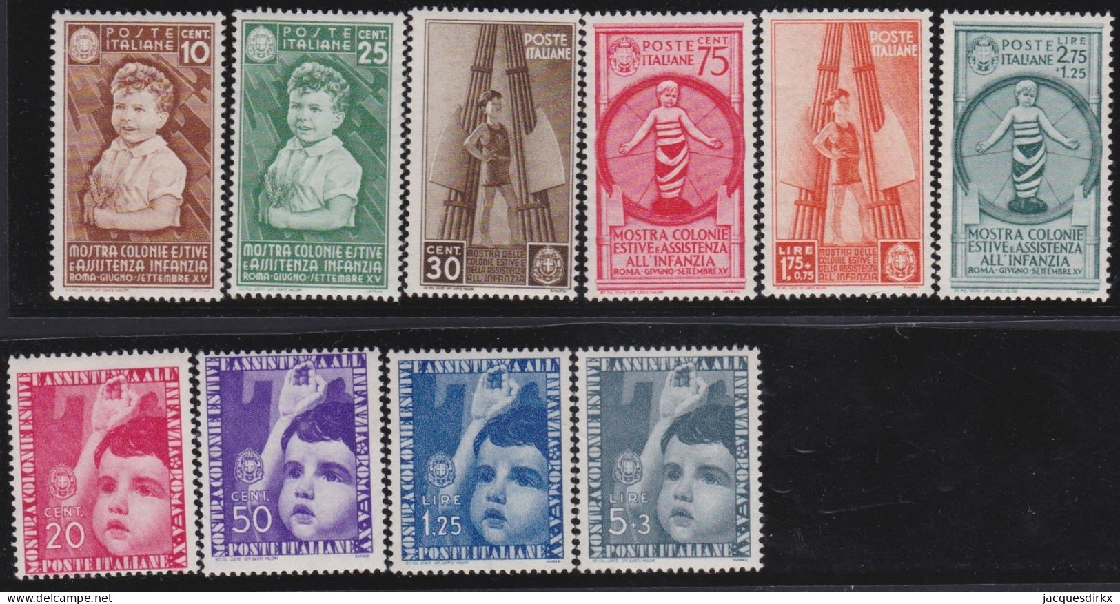 Italy   .  Y&T   .     386/395   (2 Scans)       .    **         .    MNH - Nuovi