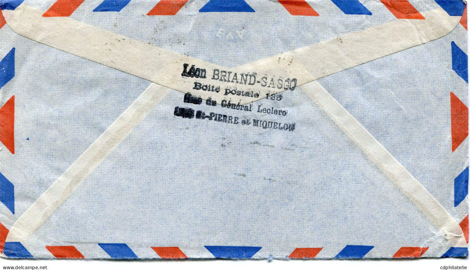 SAINT-PIERRE-ET-MIQUELON LETTRE PAR AVION DEPART ST PIERRE ET MIQUELON 16-5-1951 POUR LA FRANCE - Cartas & Documentos