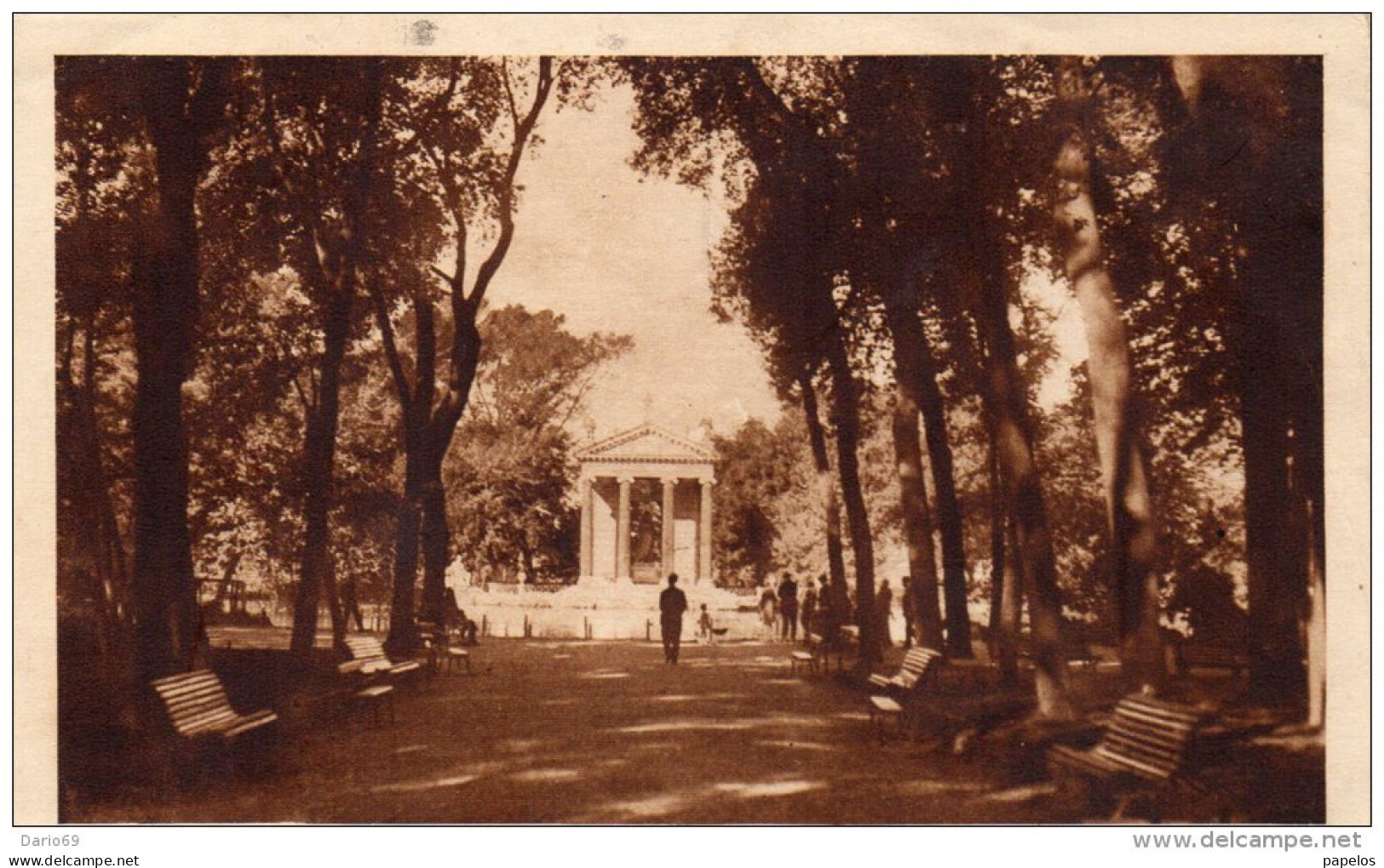 1929  CARTOLINA  CON ANNULLO ROMA  + TARGHETTA - VILLA UMBERTO 1 - GIARDINO DEL LAGO - Parks & Gärten