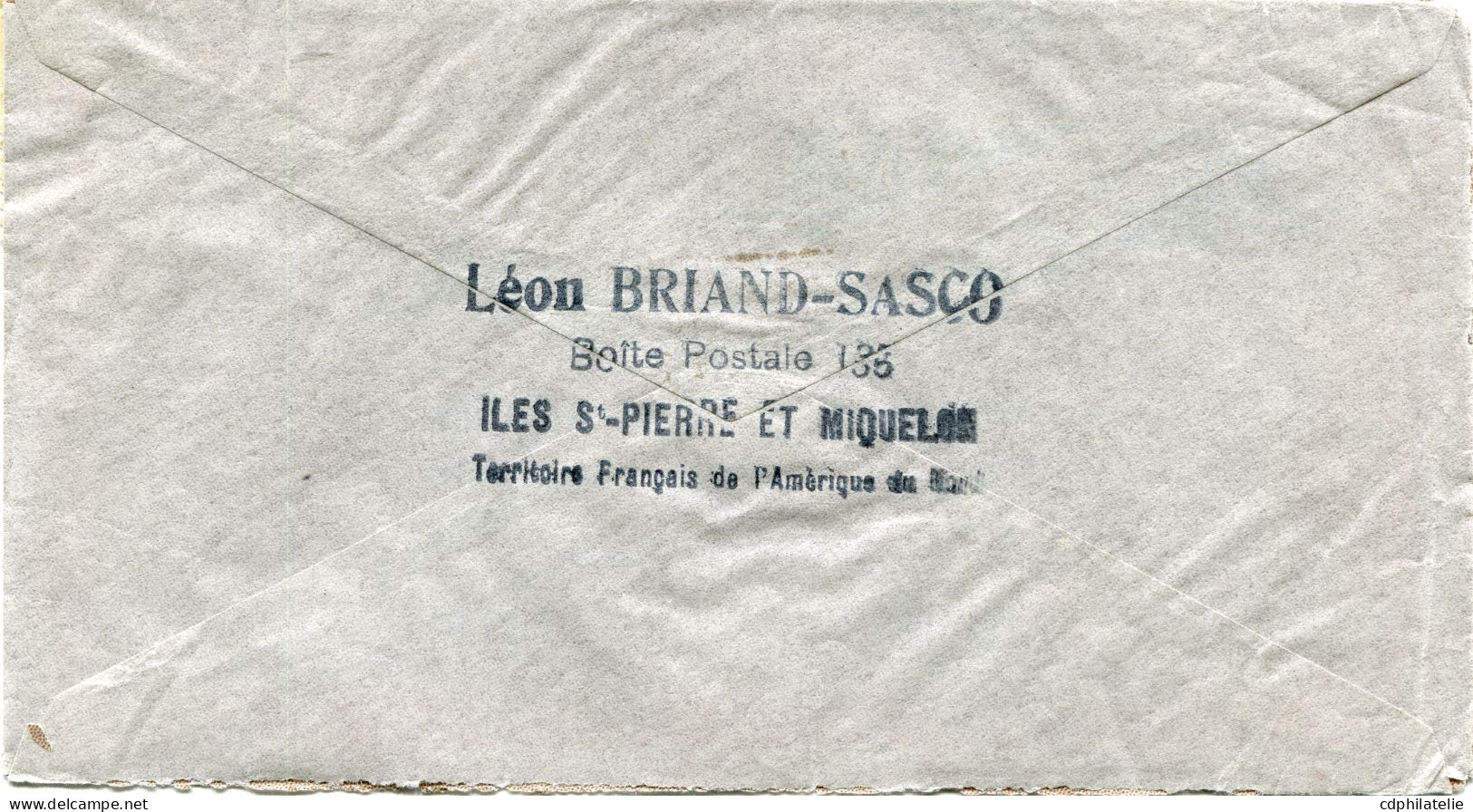 SAINT-PIERRE-ET-MIQUELON LETTRE PAR AVION DEPART ST PIERRE ET MIQUELON 2-2-1951 POUR LA FRANCE - Cartas & Documentos