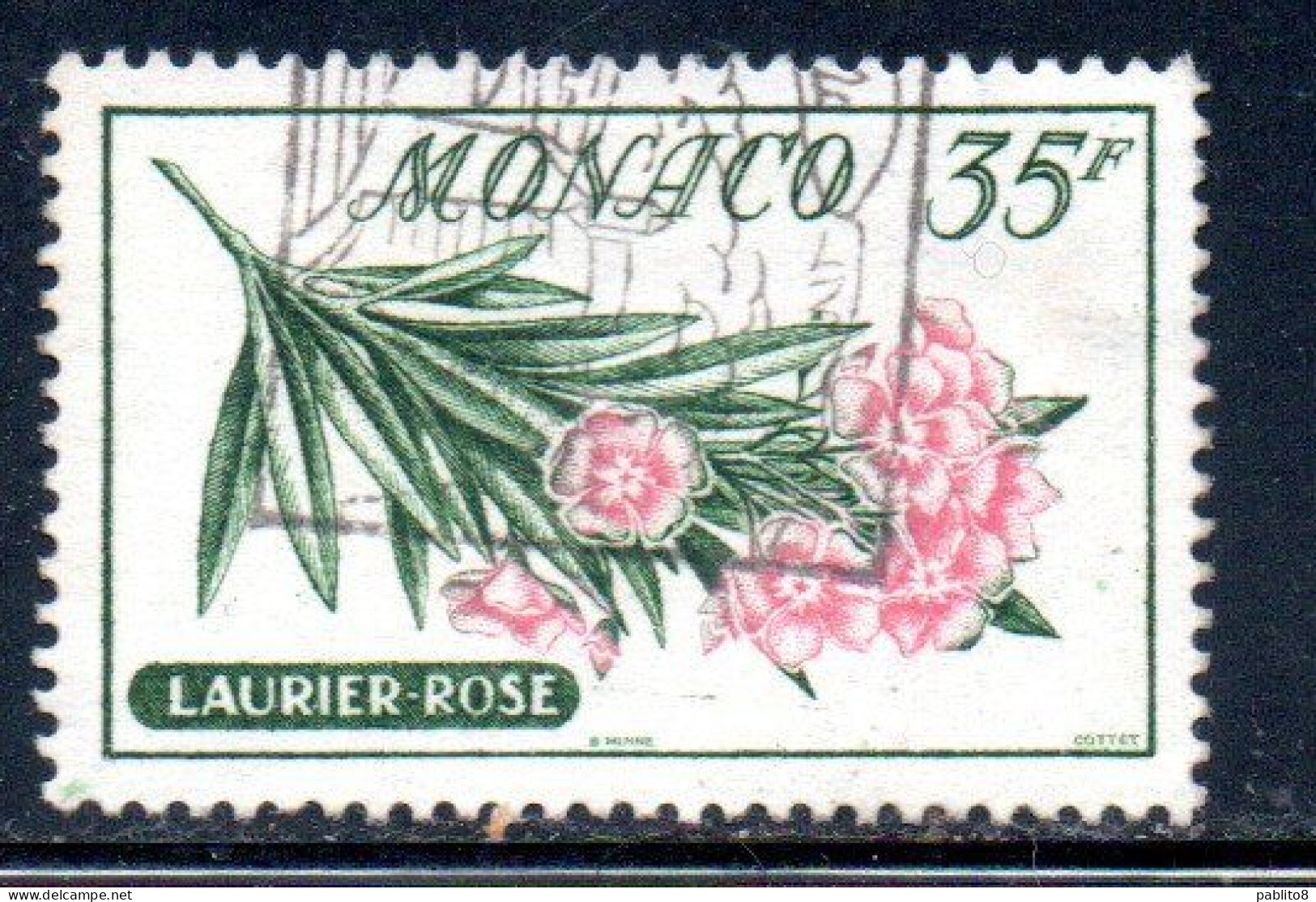 MONACO 1959 FLORA FLORE FLOWERS AND PLANTS FLEURS OLEANDER 35fr USED USATO OBLITERE' - Usados