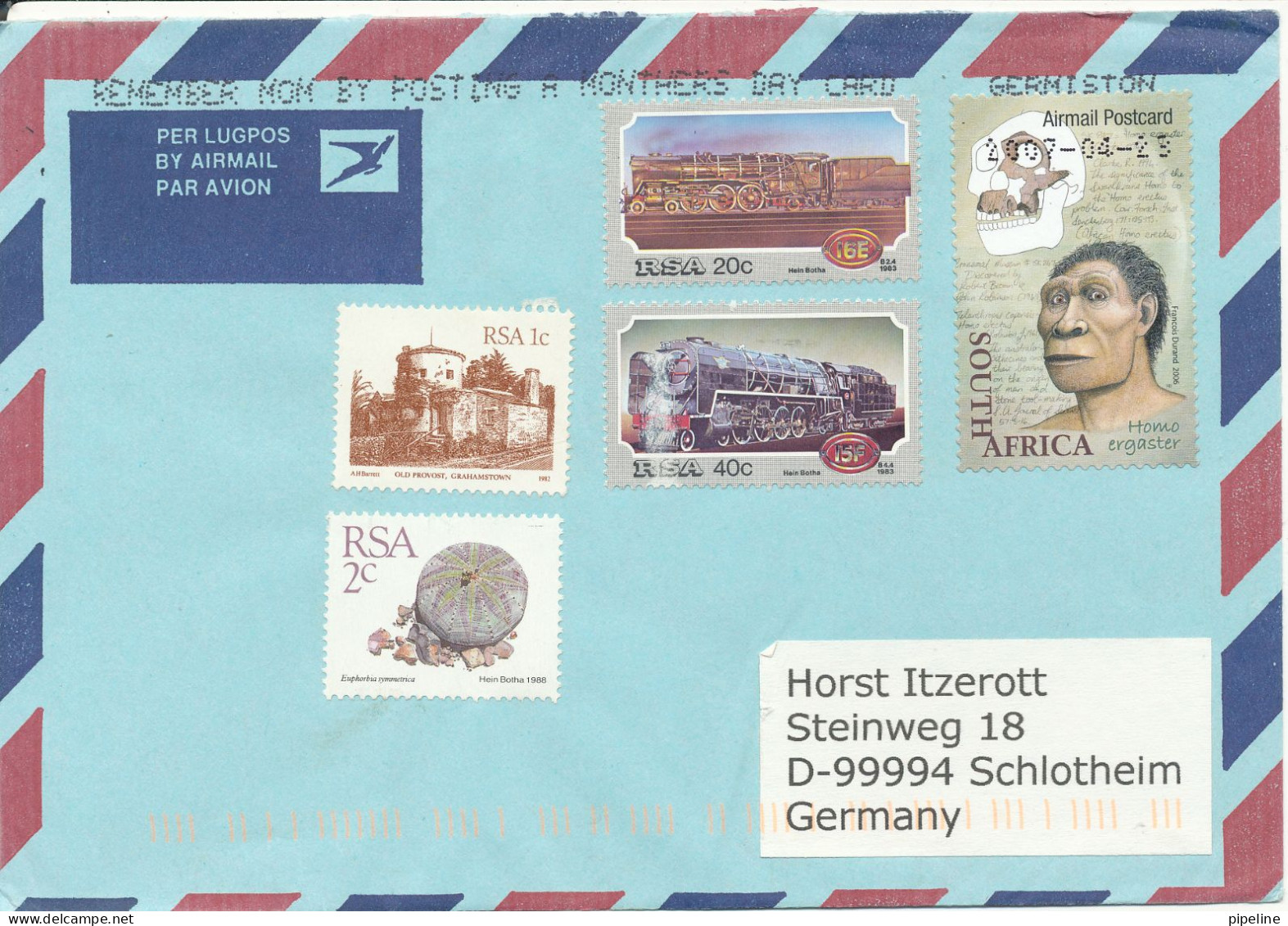 South Africa Cover Sent Air Mail To Germany 12-1-2007 With A Lot Of Stamps - Storia Postale