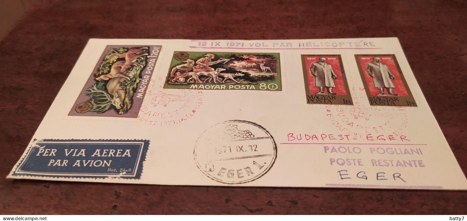 UNGHERIA - MAGYAR POSTA - 1971 VOLO IN ELICOTTERO - Postmark Collection
