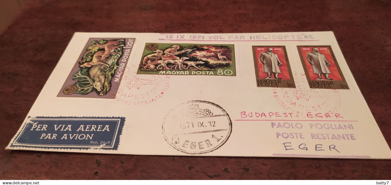 UNGHERIA - MAGYAR POSTA - 1971 VOLO IN ELICOTTERO - Poststempel (Marcophilie)