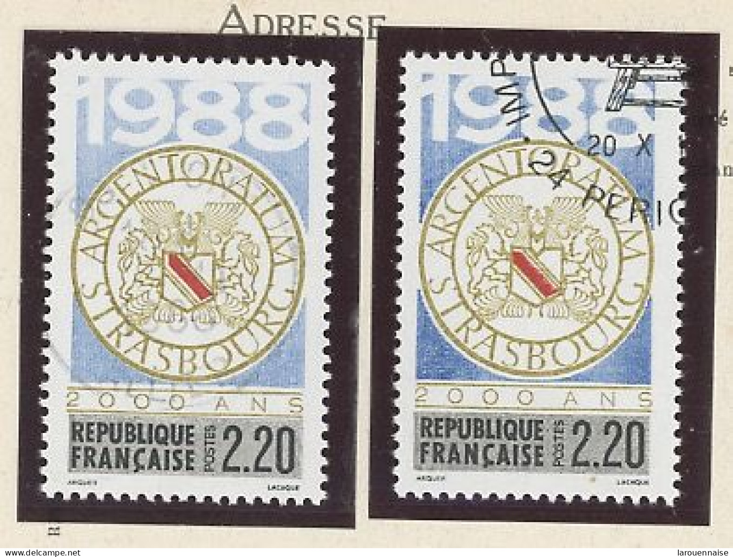 VARIÉTÉ- N°2552 - Obl -STRASBOURG- BLEU TRÈS CLAIR - Used Stamps