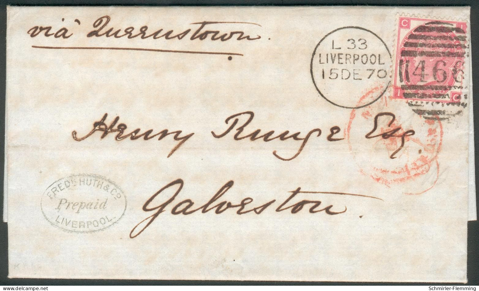 England / United Kingdom Auslandsbrief Mit Mi.-Nr.28 Liverpool 15 Dez. 1870 Nach Galorsten/USA über Rußland, Feinst - Lettres & Documents