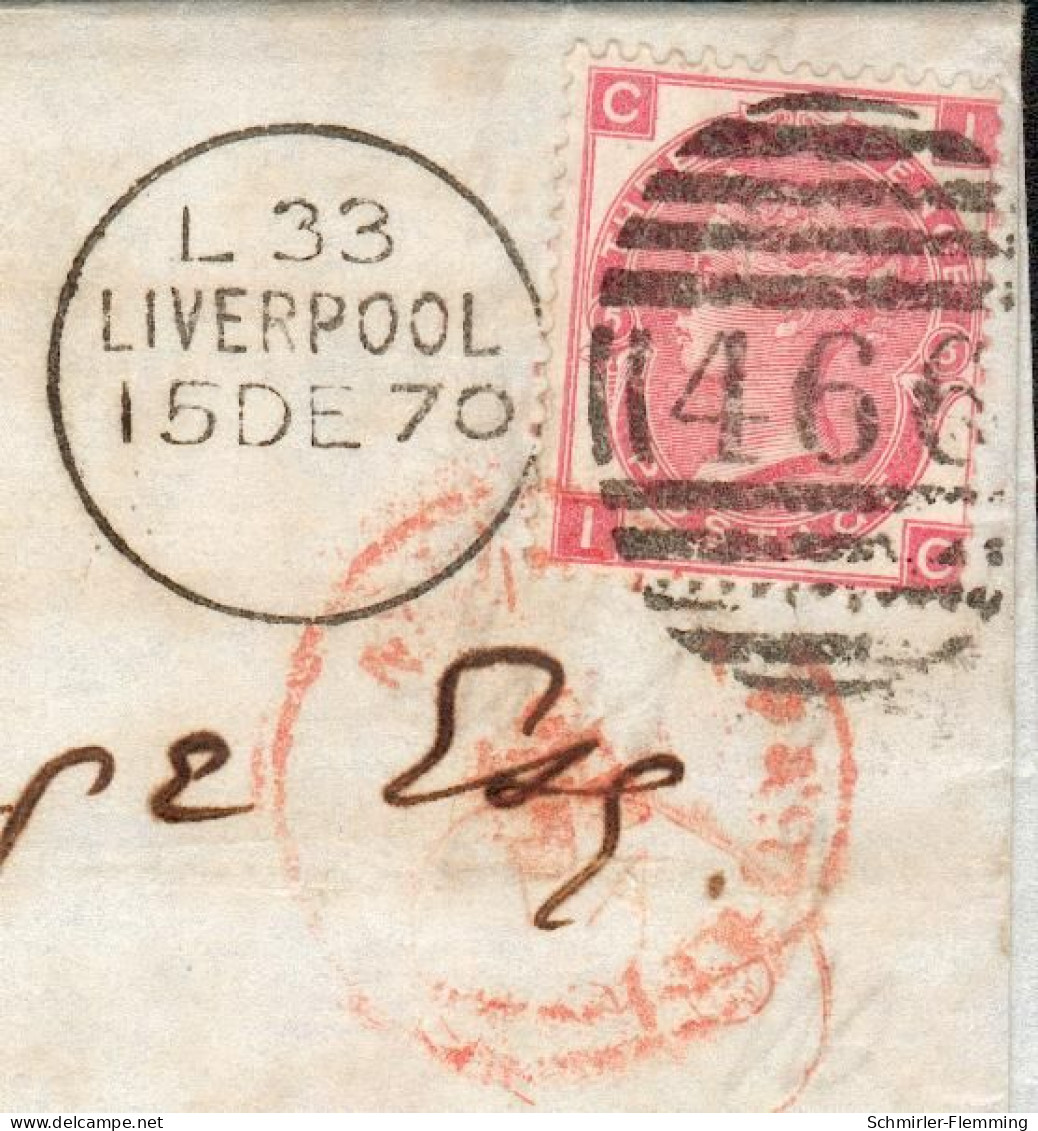 England / United Kingdom Auslandsbrief Mit Mi.-Nr.28 Liverpool 15 Dez. 1870 Nach Galorsten/USA über Rußland, Feinst - Lettres & Documents