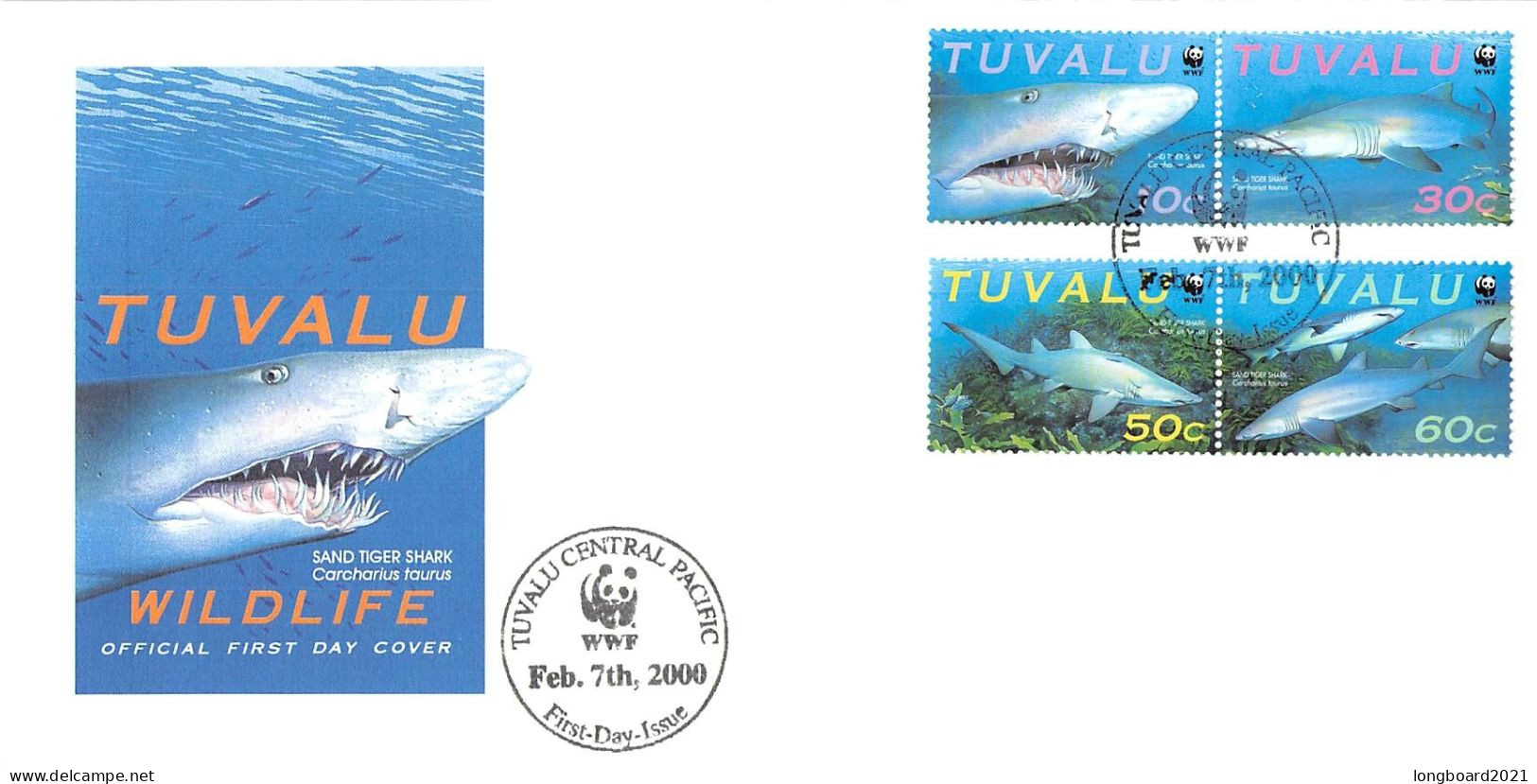 TUVALU - FDC WWF 2000 - SHARK / 4294 - Tuvalu