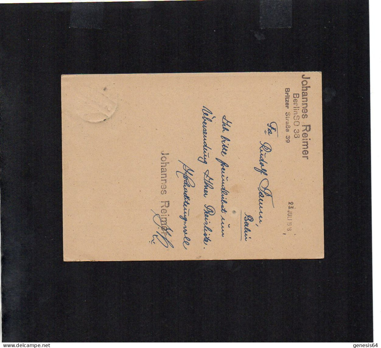 Berlin Brandenburg - 10 Pfg Auf Ortspostkarte Von "Berlin SO - 24.7.46" - P2 (1ZKSBZ016) - Berlin & Brandenburg