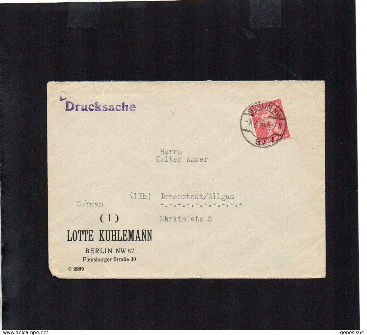 Berlin Brandenburg - 12 Pfg Auf Brief Nach Immenstadat Von "Berlin NW - 2.2.46" - P1 (1ZKSBZ018) - Berlin & Brandebourg