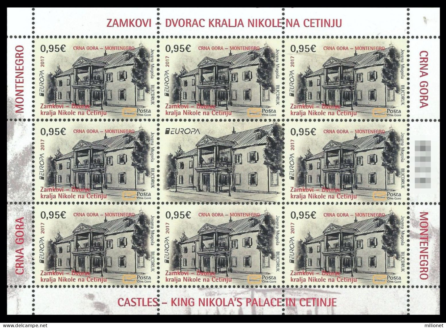 SALE!!! MONTENEGRO CRNA GORA 2017 EUROPA CEPT CASTLES Sheetlet Of 8 Stamps + 1 Vignette MNH ** - 2017