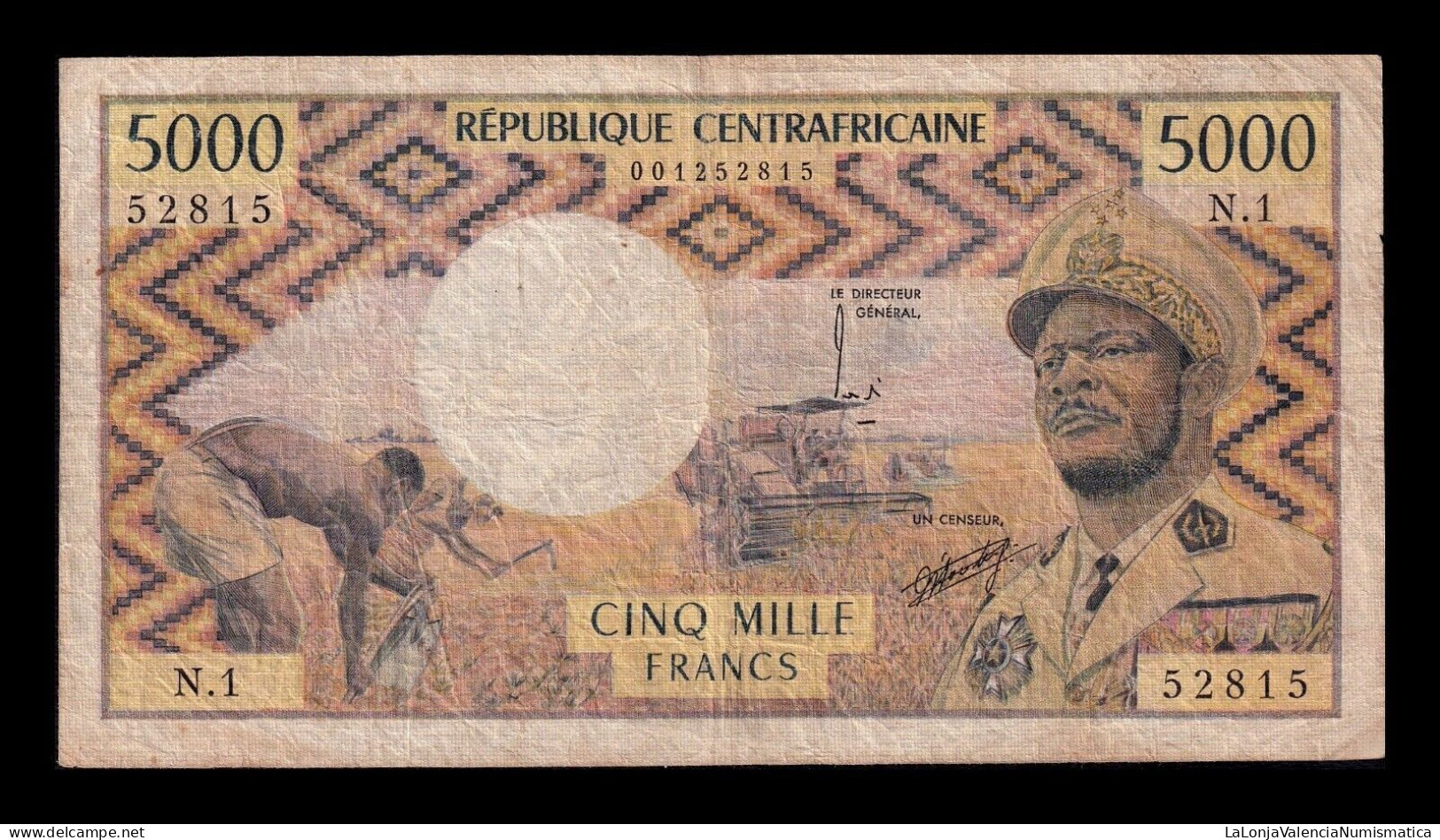 Central African Republic República Centroafricana 5000 Francs 1974 Pick 3b Bc/+ F/+ - Zentralafrik. Rep.