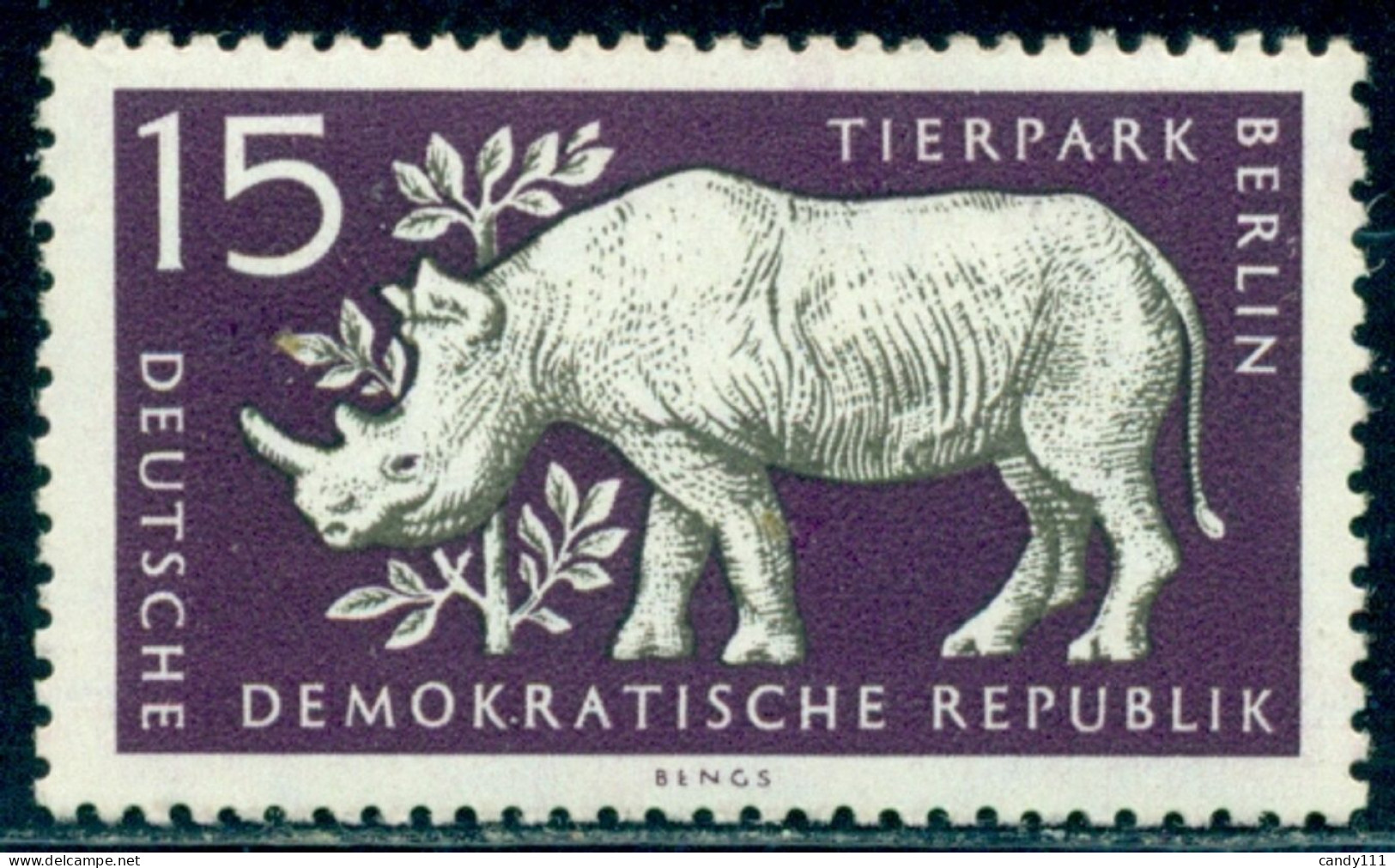 1956 Berlin Zoo,Black Rhino ,Diceros Bicornis,Germany DDR,M.553,MNH - Rhinocéros