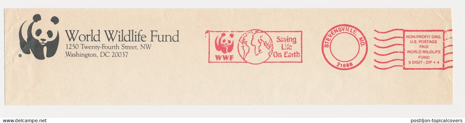 Meter Top Cut USA - WWF - Panda Bear - Saving Life On Earth - Text: Non Profit Org US Postage Paid World Wildlife Fund - Briefe U. Dokumente