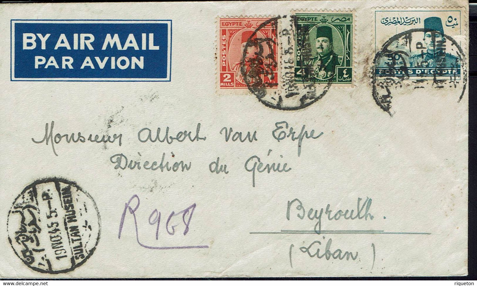 Egypte - Alexandrie - Enveloppe Recommandée Pour Beyrouth 10 Nov. 1945 - B/TB - - Storia Postale