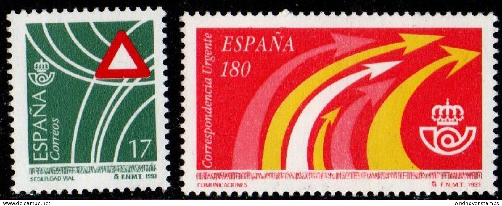 Spain 1993 Security In Traffic And Communications 1 Value MNH Traffic Sign, Arrows - Autres (Terre)