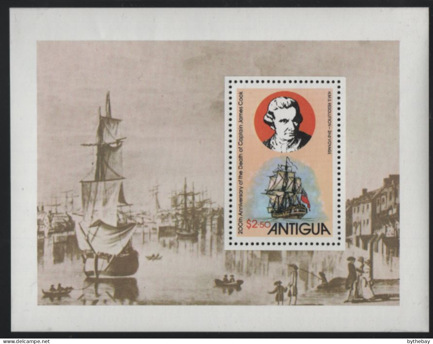 Antigua 1979 MNH Sc 551 $2.50 H.M.S. Resolution, Captain Cook Sheet - 1960-1981 Autonomie Interne