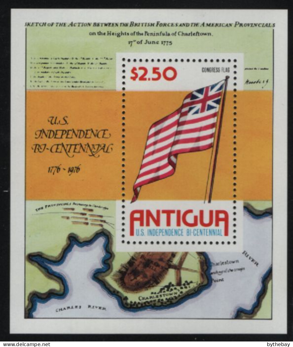 Antigua 1976 MNH Sc 430 $2.50 Congress Flag USA Bicentennial Sheet - 1960-1981 Autonomie Interne