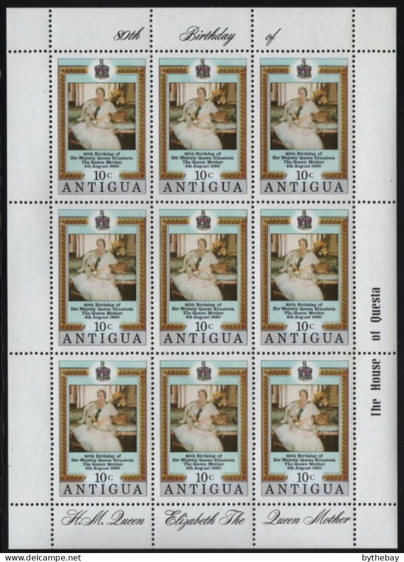 Antigua 1980 MNH Sc 584-585 Queen Mother, 80th Birthday Sheets Of 9 - 1960-1981 Interne Autonomie