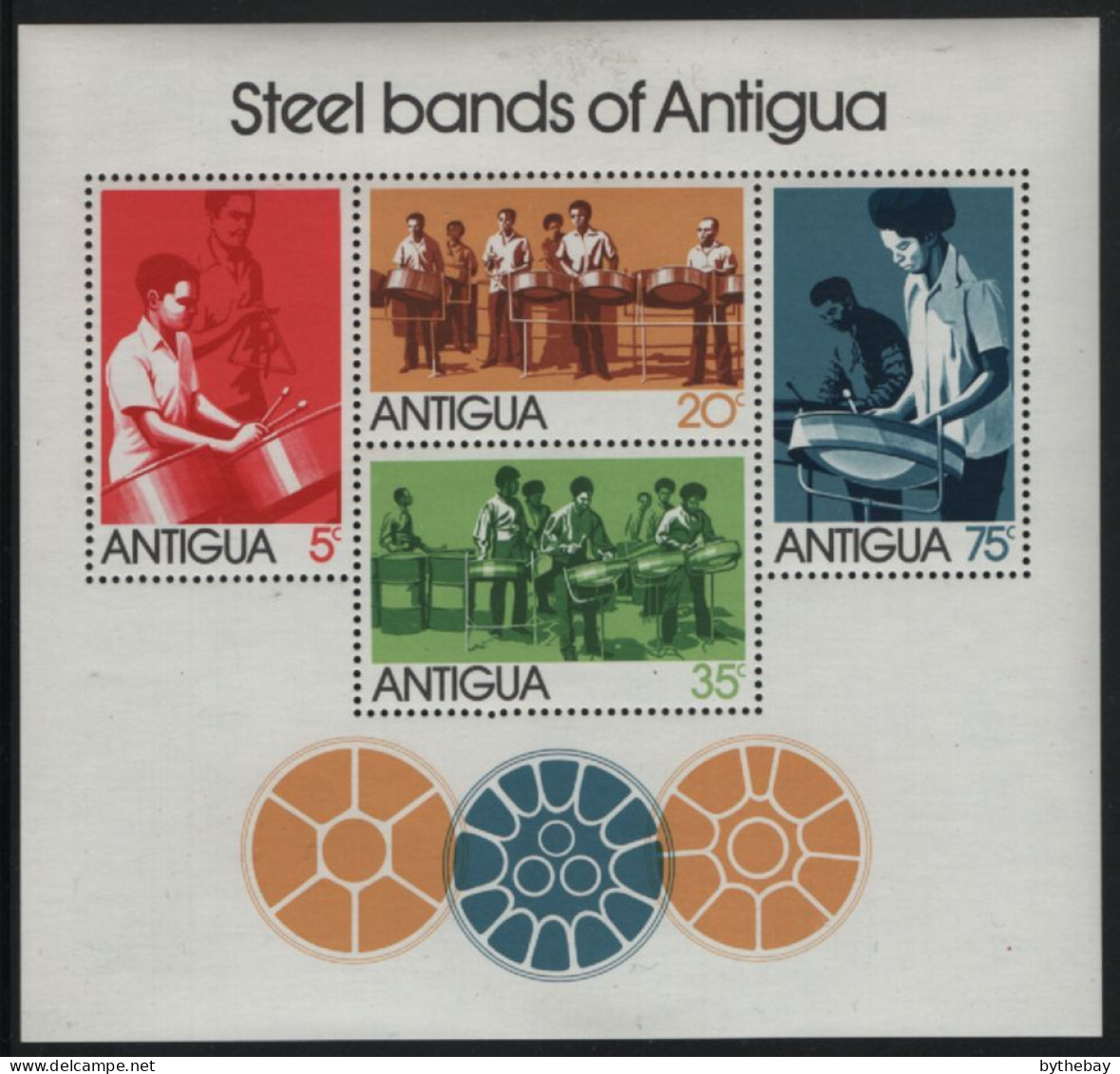 Antigua 1974 MNH Sc 344a Steel Drum Bands, Carnival Sheet Of 4 - 1960-1981 Ministerial Government