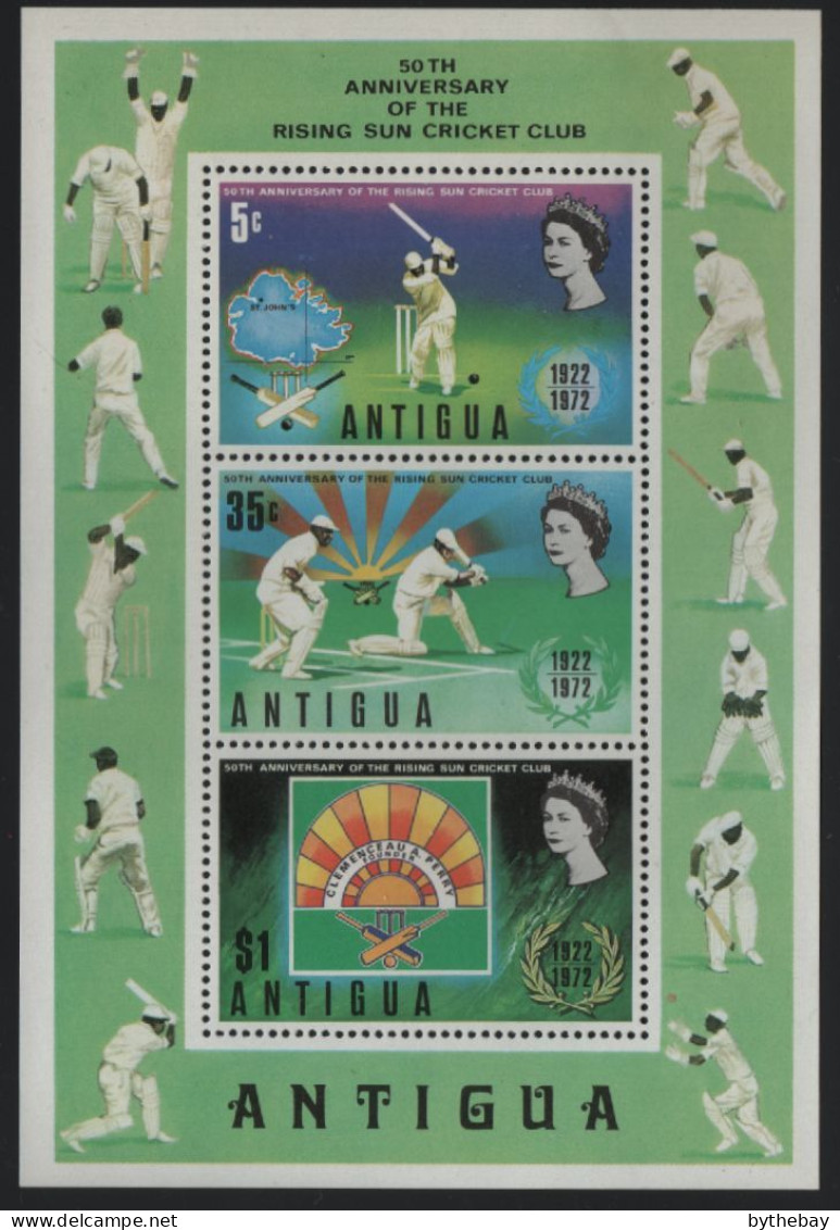 Antigua 1972 MNH Sc 299a Rising Sun Cricket Club 50th Sheet Of 3 - 1960-1981 Autonomie Interne