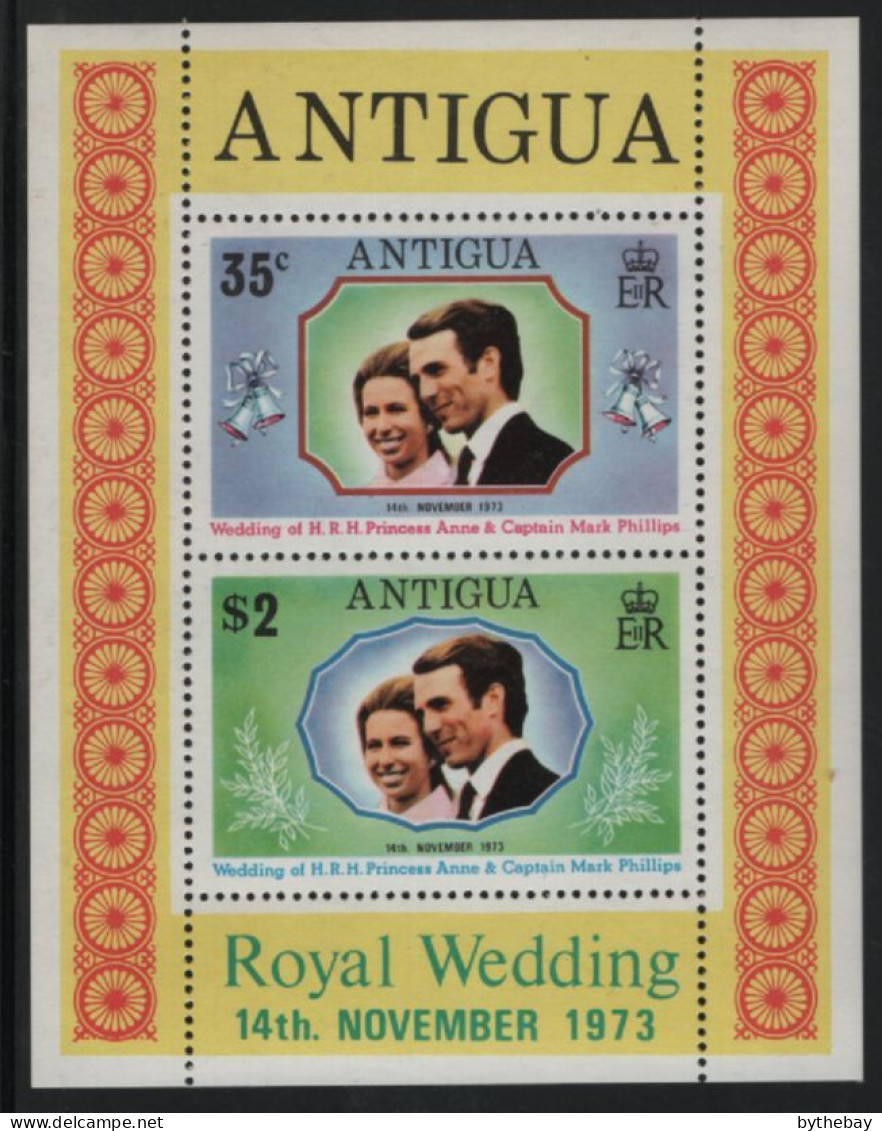 Antigua 1973 MNH Sc 322a Princess Anne, Mark Phillips Royal Wedding Sheet Of 2 - 1960-1981 Ministerial Government