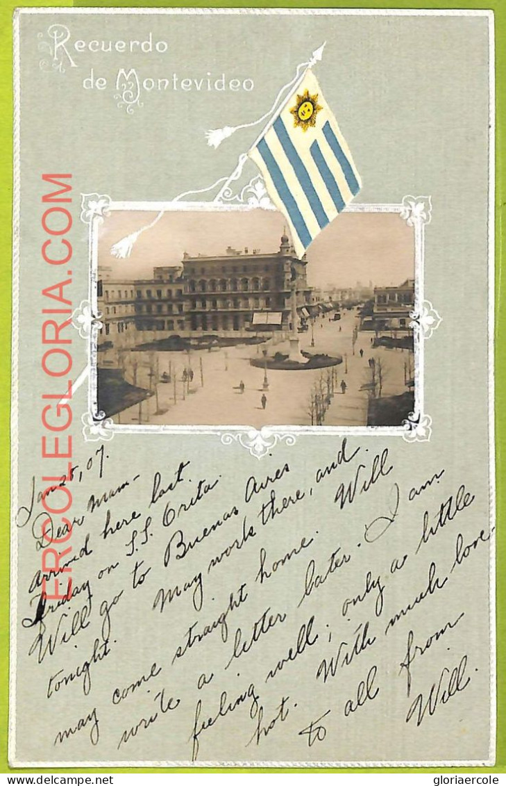 Af2712 - URUGUAY - VINTAGE POSTCARD - MONTEVIDEO - Embossed - 1907 - Uruguay