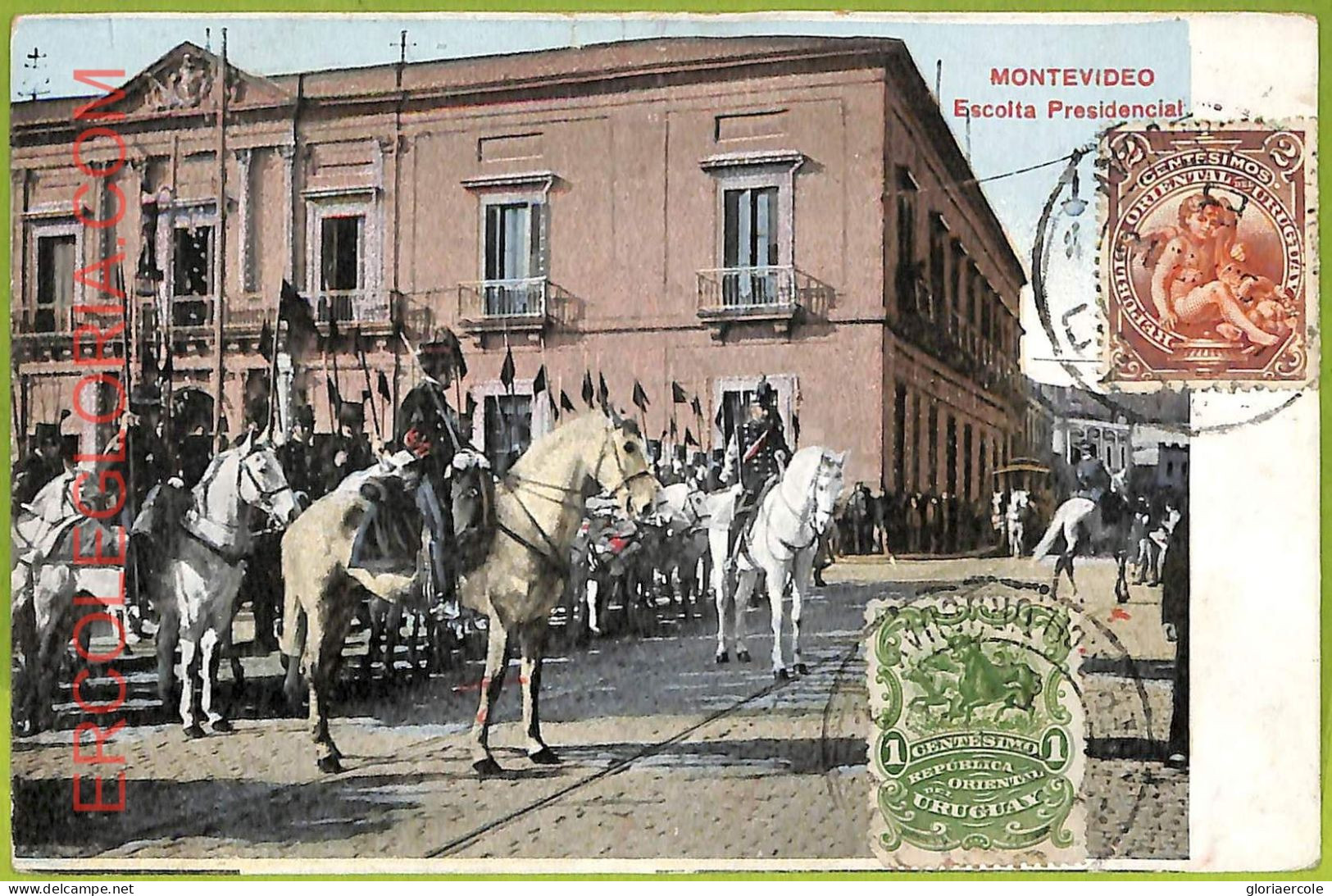 Af2717 - URUGUAY - VINTAGE POSTCARD - MONTEVIDEO - Escolta Presidencial - 1910 - Uruguay