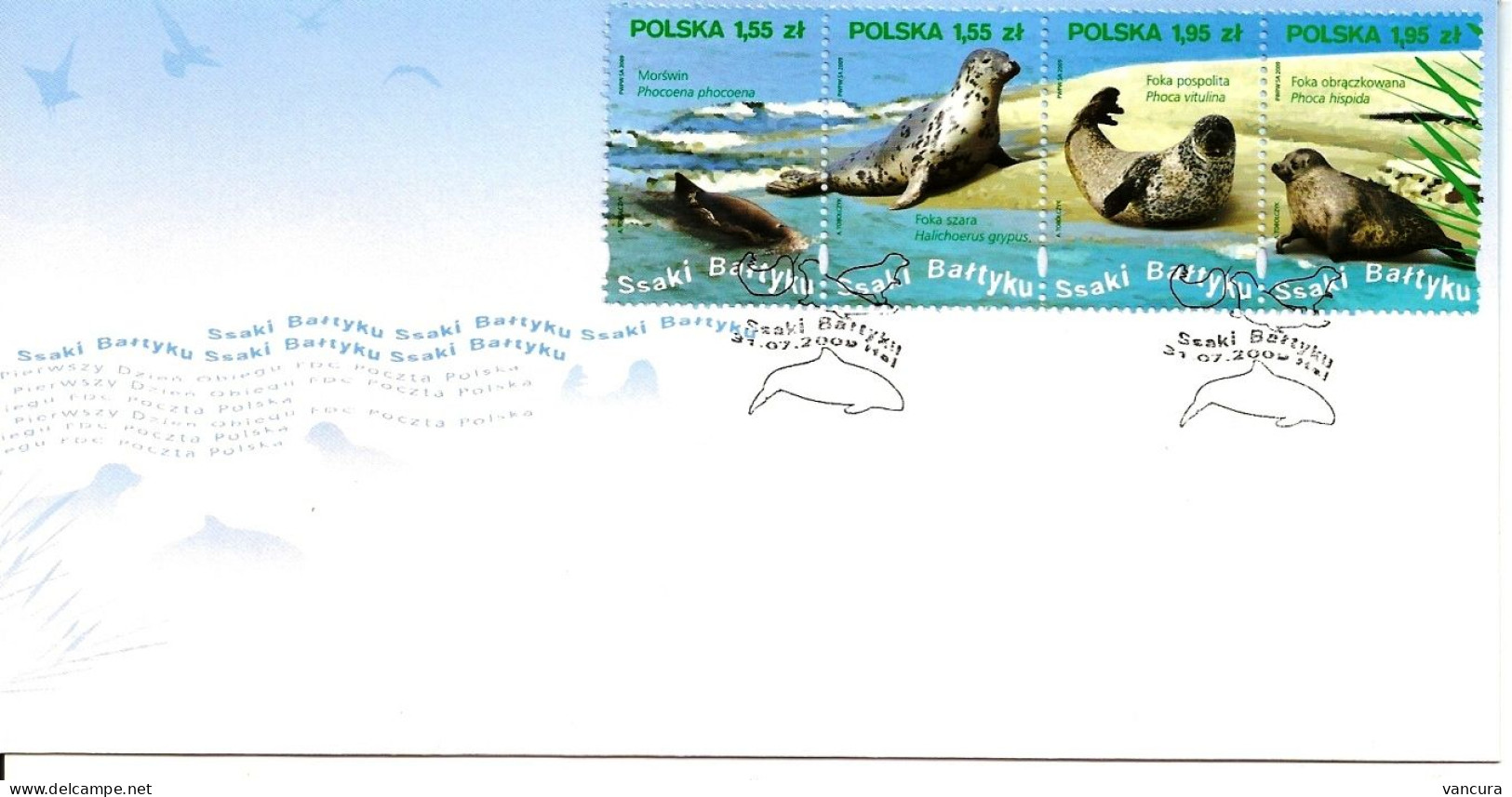 FDC Poland Mammal Of The Baltic Dolphin - Seals 2009 - Dolphins