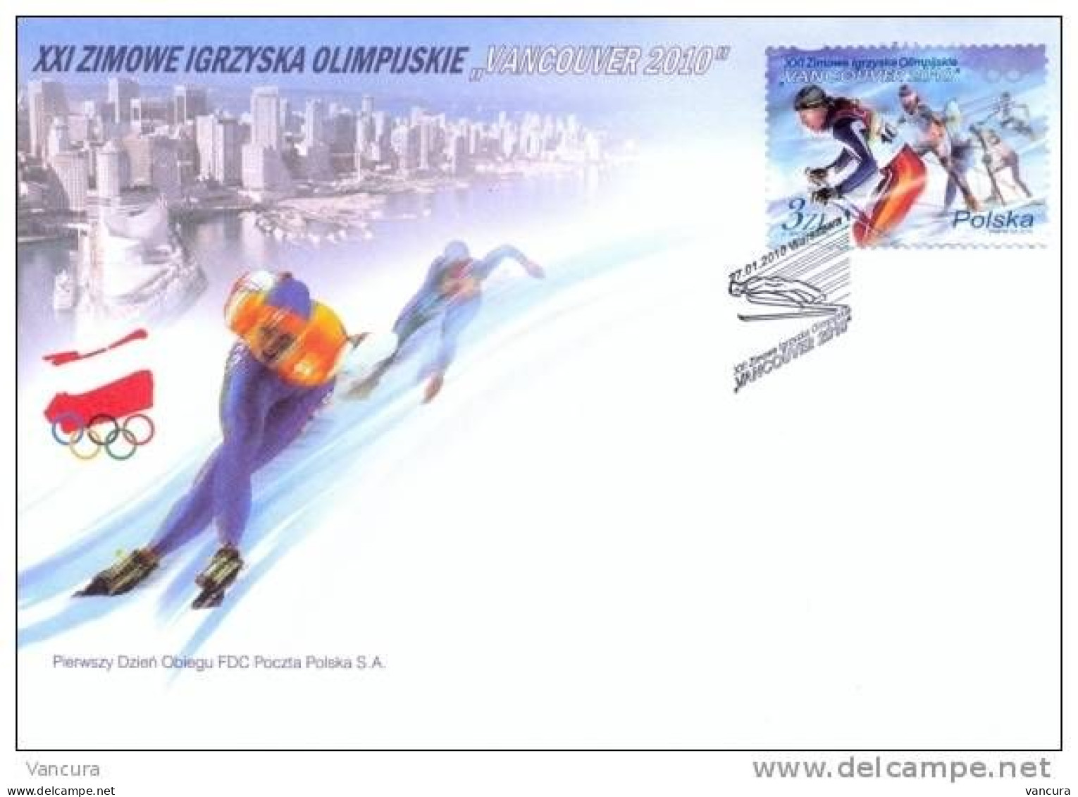 FDC 1496 Poland Vancouver Winter Olympic Games Skiing Skating 2010 - Hiver 2010: Vancouver
