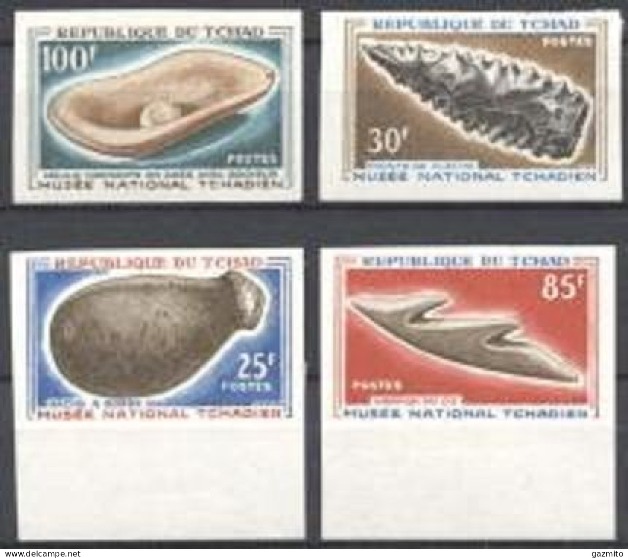 Tchad 1966, Prehistoric Stone Tools, 4val IMPERFORATED - Vor- Und Frühgeschichte