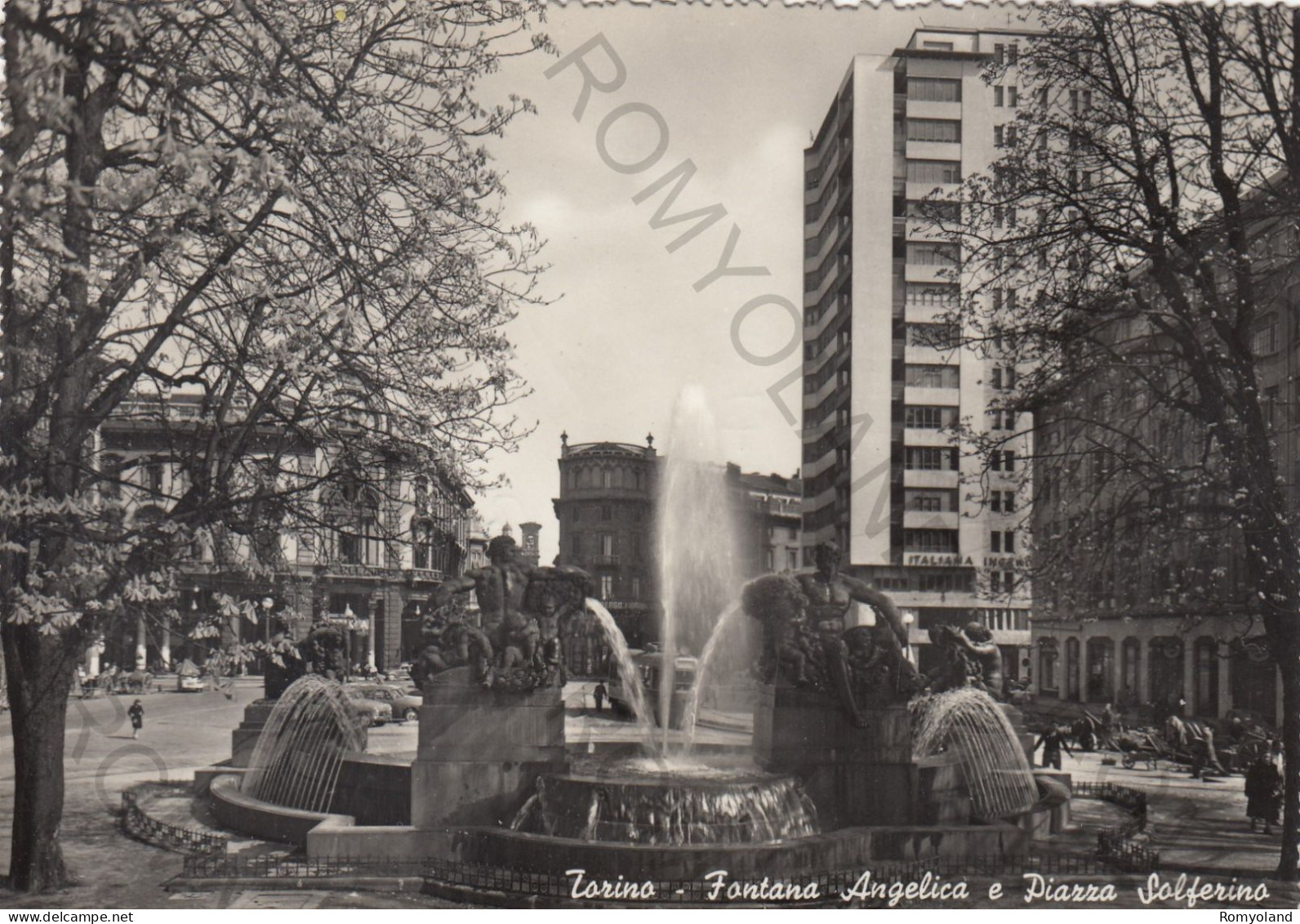 CARTOLINA  TORINO,PIEMONTE-FONTANA ANGELICA E PIAZZA SOLFERINO-MEMORIA,CULTURA,RELIGIONE,BELLA ITALIA,VIAGGIATA 1955 - Orte & Plätze