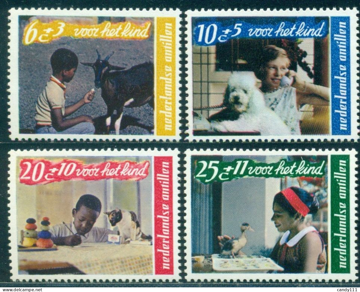 1968 Children Welfare,goat,poodle,cat,duck,Netherlands Antilles,Mi.194,MNH - Ferme