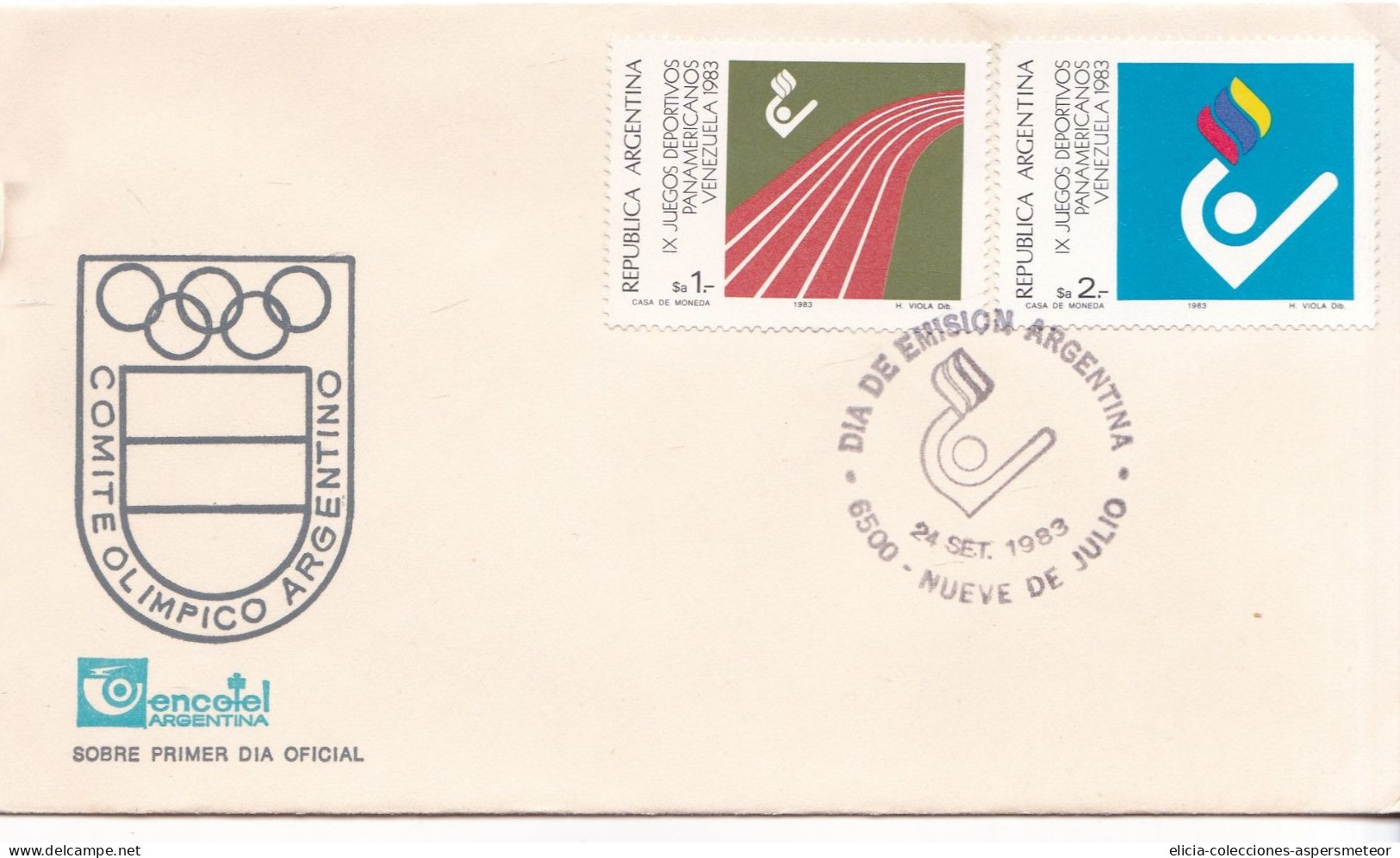Argentina - 1983 - Envelope - First Day Issue Postmark - Caja 30 - Used Stamps