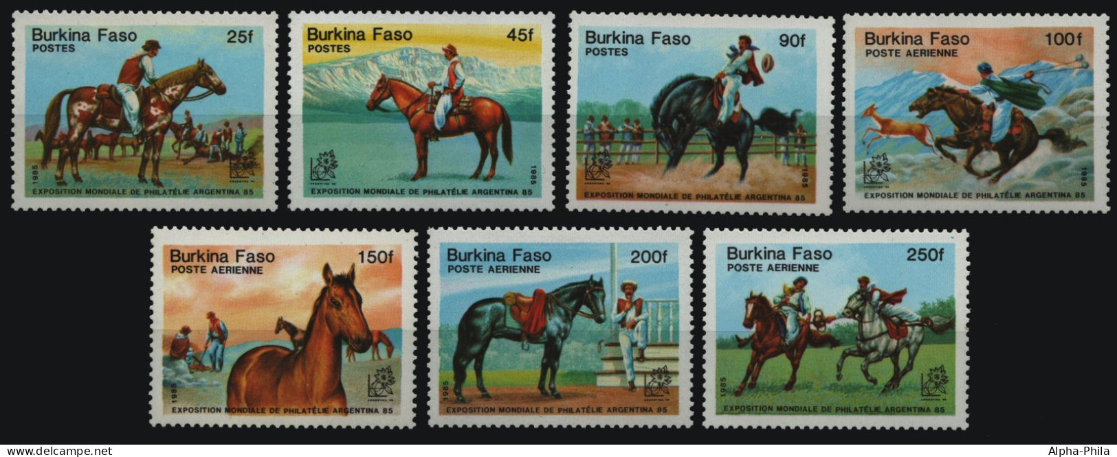 Burkina Faso 1985 - Mi-Nr. 1035-1041 ** - MNH - Pferde / Horses - Burkina Faso (1984-...)