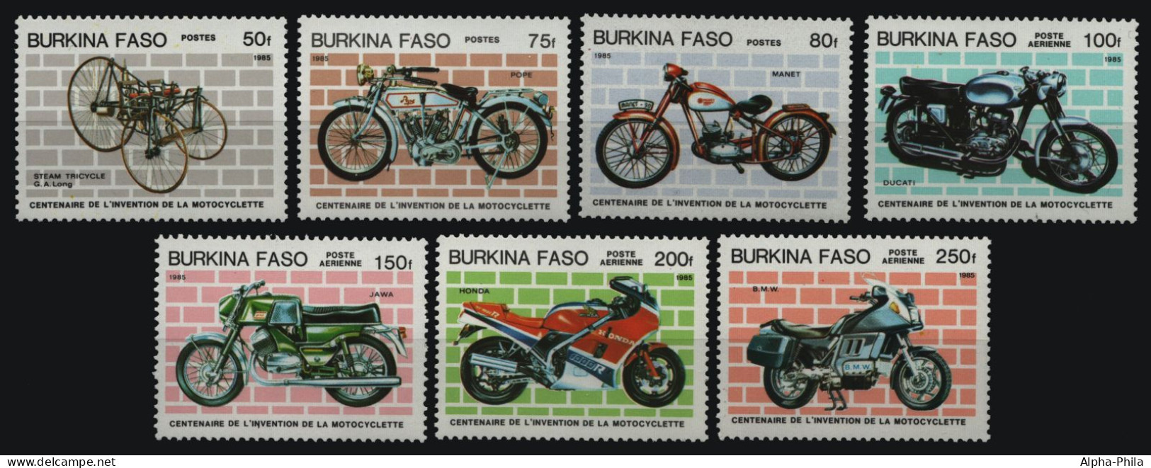 Burkina Faso 1985 - Mi-Nr. 998-1004 ** - MNH - Motorräder / Motorbikes - Burkina Faso (1984-...)