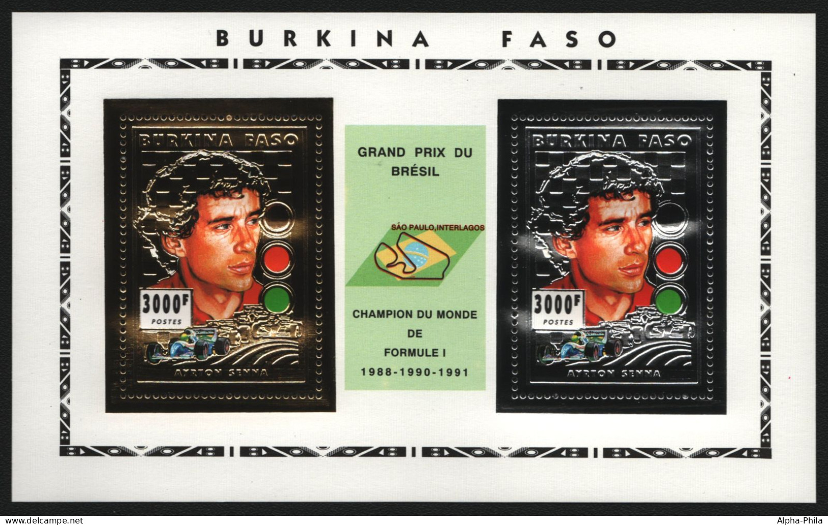 Burkina Faso 1995 - Mi-Nr. Block 157 A ** - MNH - Gold & Silber - Ayrton Senna - Burkina Faso (1984-...)
