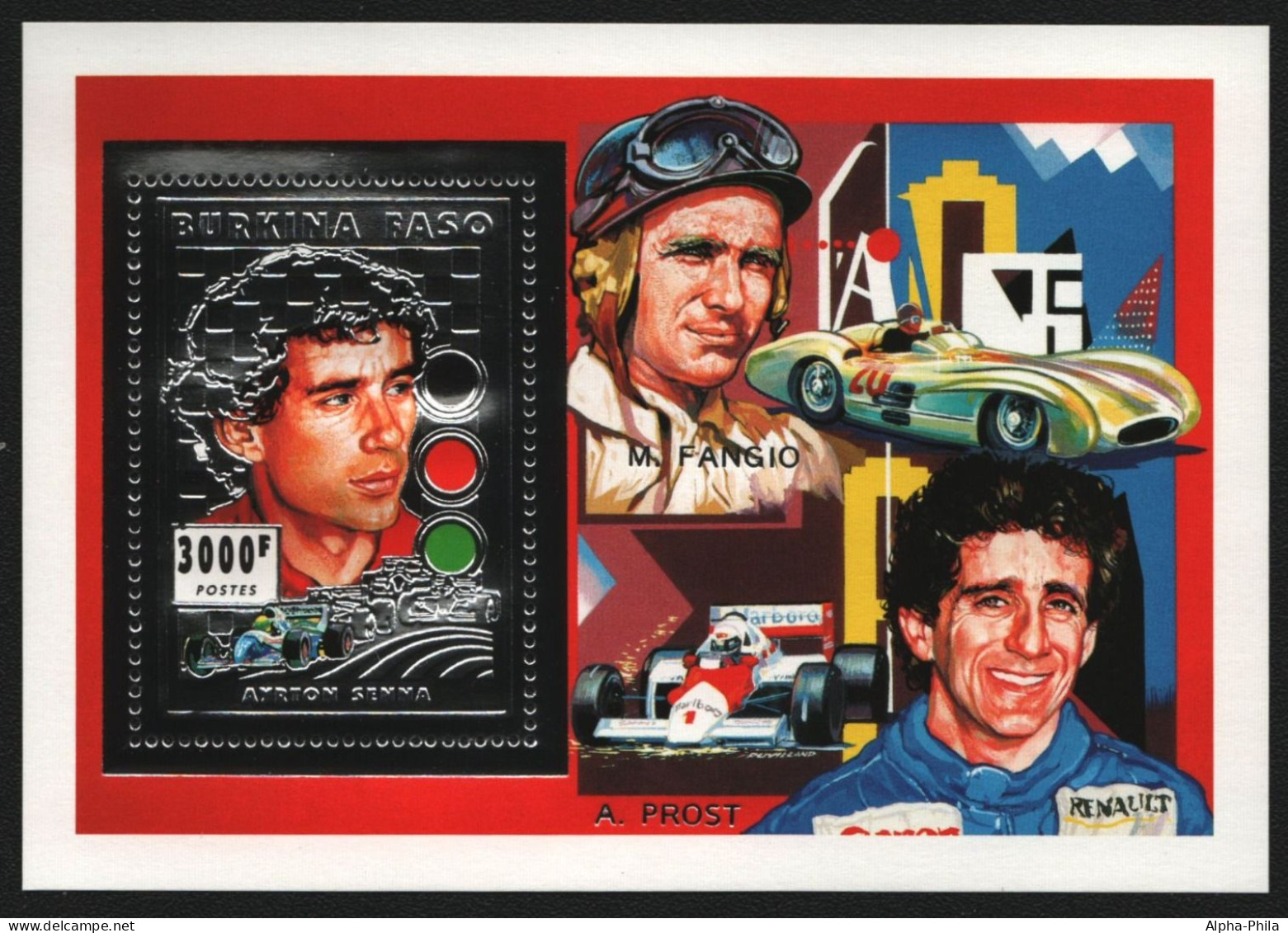 Burkina Faso 1995 - Mi-Nr. Block 156 A ** - MNH - Silber - Ayrton Senna - Burkina Faso (1984-...)