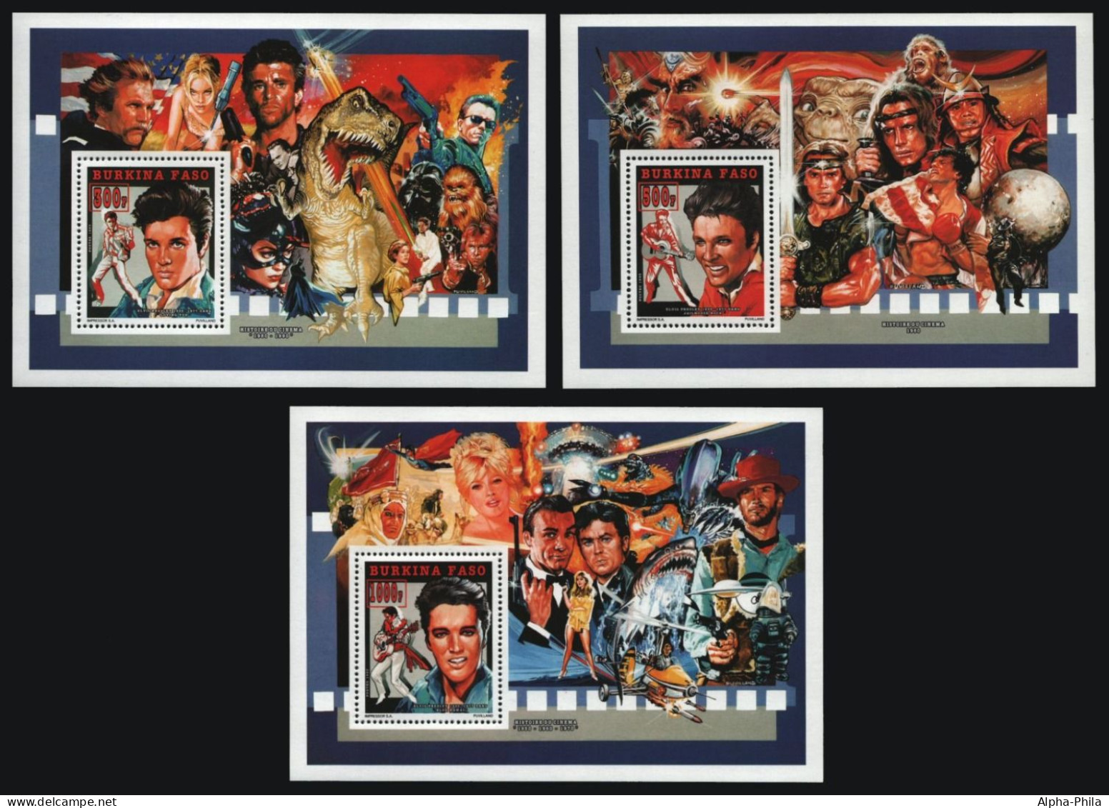 Burkina Faso 1995 - Mi-Nr. Block 143 A-C ** - MNH - Elvis Presley - Burkina Faso (1984-...)