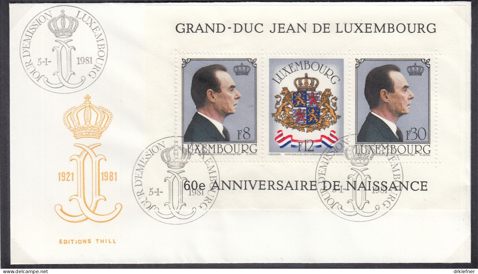 LUXEMBURG  Block 13, FDC, 60. Geburtstag Von Großherzog Jean Von Luxemburg, 1981 - Blocs & Feuillets