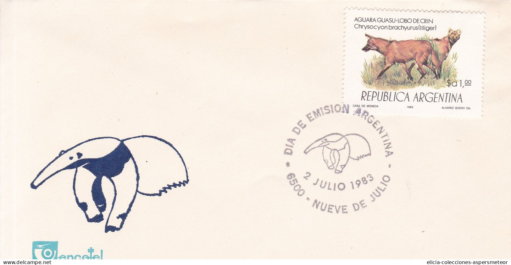 Argentina - 1983 - Envelope - First Day Issue Postmark - Aguara Guasu Stamp - Caja 30 - Gebraucht