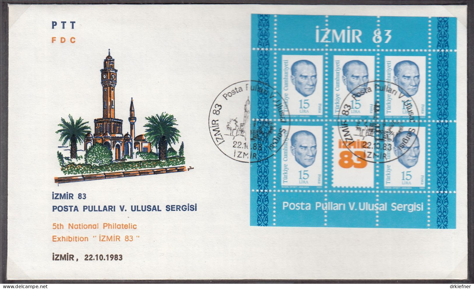 TÜRKEI  Block 23, FDC,  Nationale Briefmarkenausstellung IZMIR ’83, 1983 - Blocs-feuillets