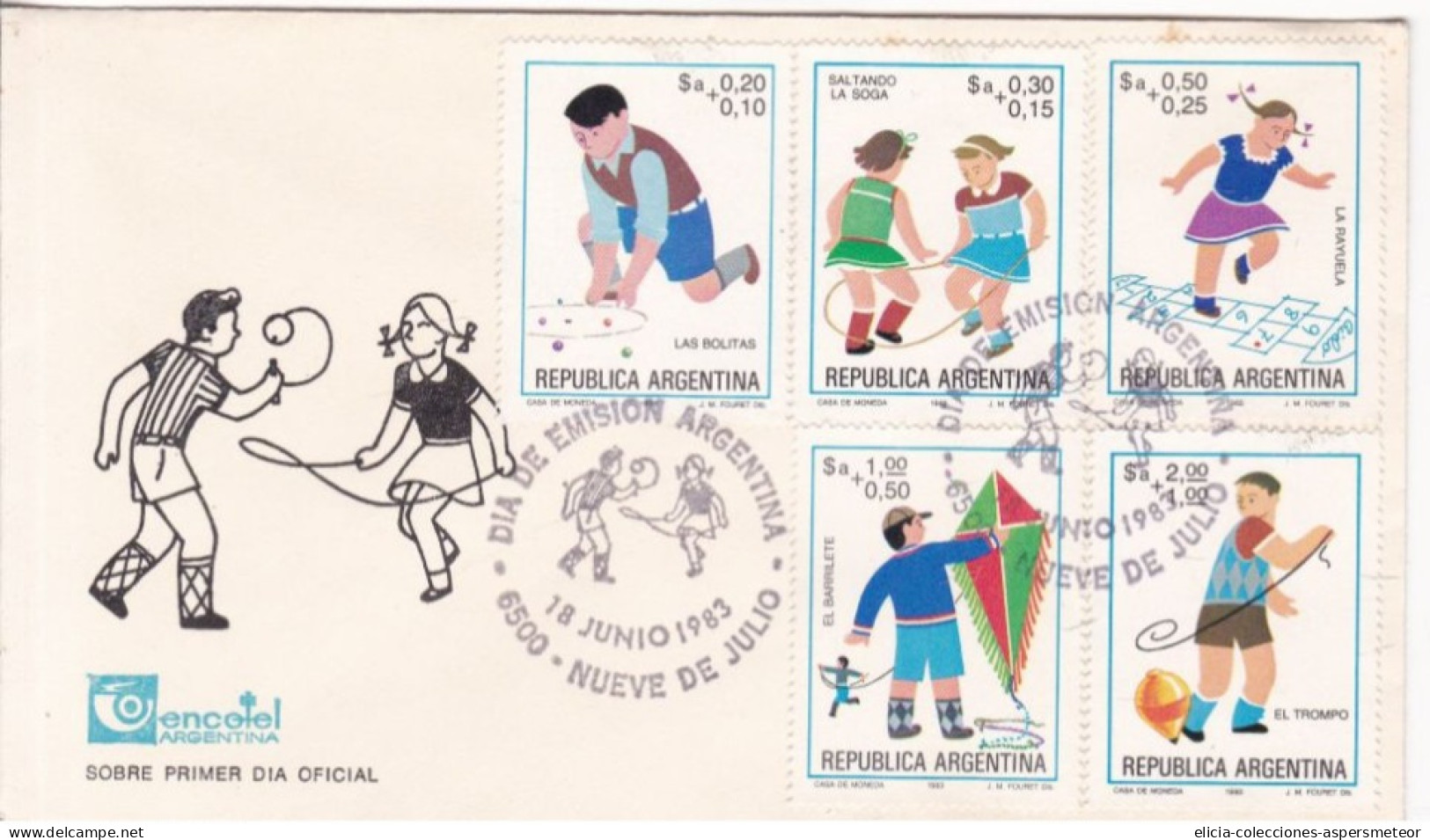 Argentina - 1983 - Envelope - First Day Issue Postmark -  Juegos Infantiles Stamps - Caja 30 - Gebraucht