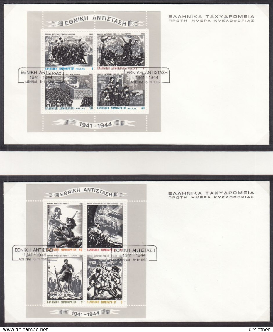 GRIECHENLAND  Block 2+3, FDC, Nationaler Widerstand 1941–1944, 1982 - Hojas Bloque