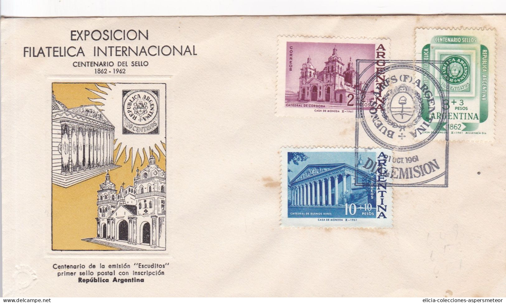 Argentina - 1961 - Envelope - First Day Issue Postmark - Exposicion Filatelica -  Various Stamps - Caja 30 - Oblitérés
